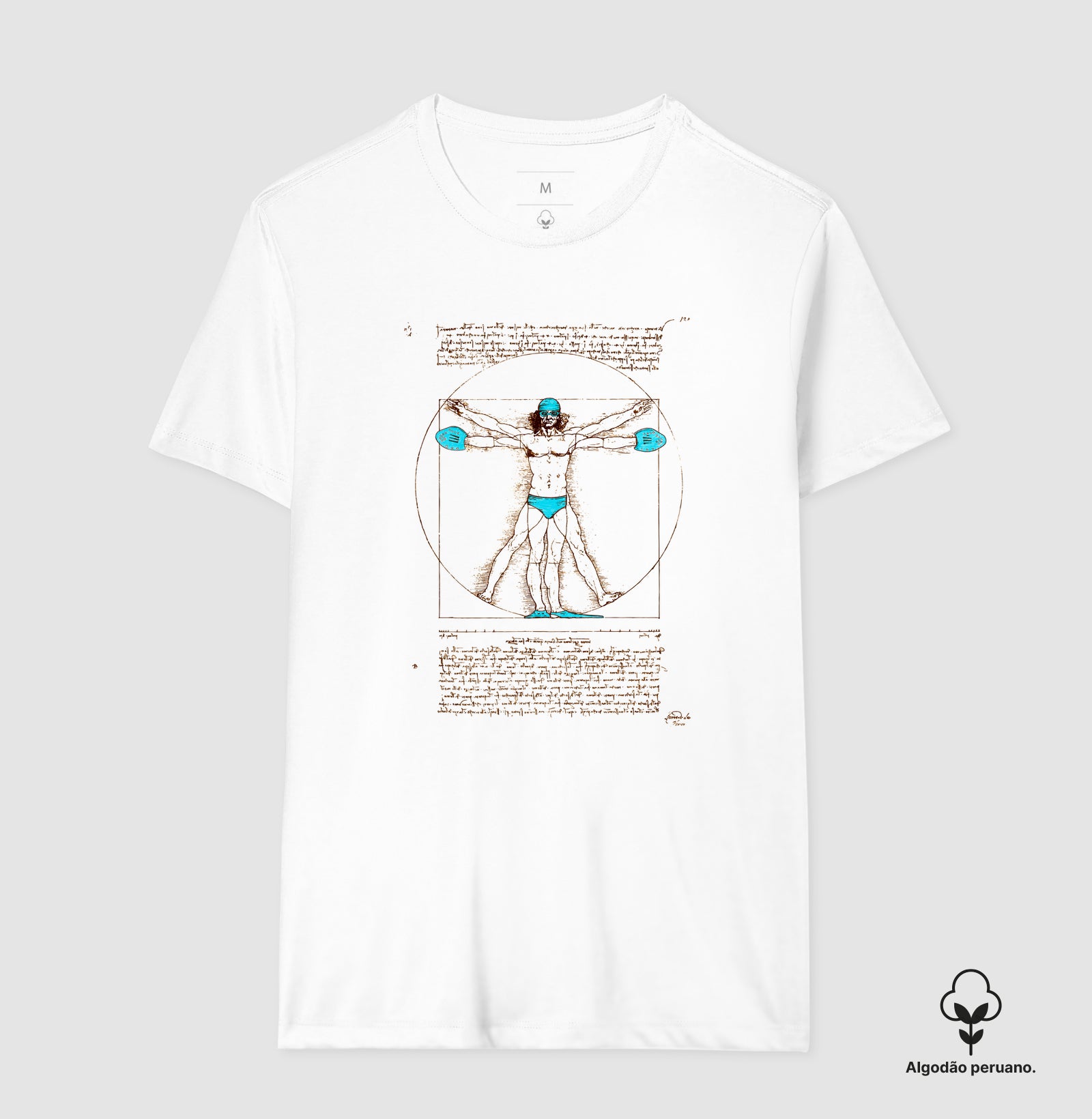 Camiseta Algodão Peruano - Nadador Vitruviano