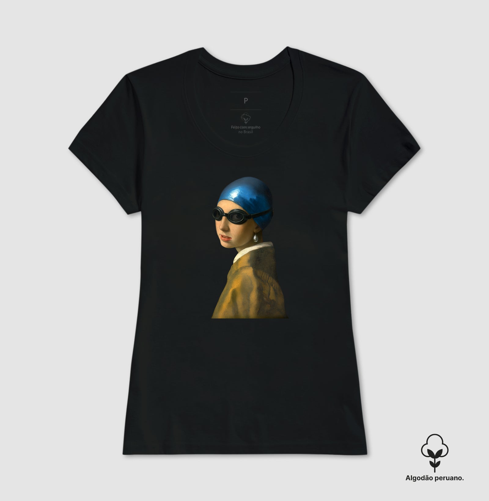 Camiseta Algodão Peruano - A Moça com Toca e Óculos