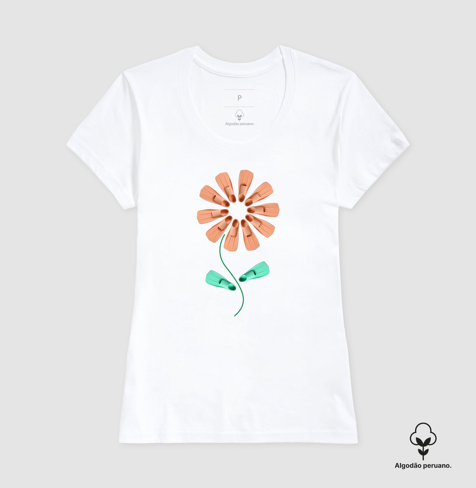 Camiseta Algodão Peruano - Flor Nadadeira