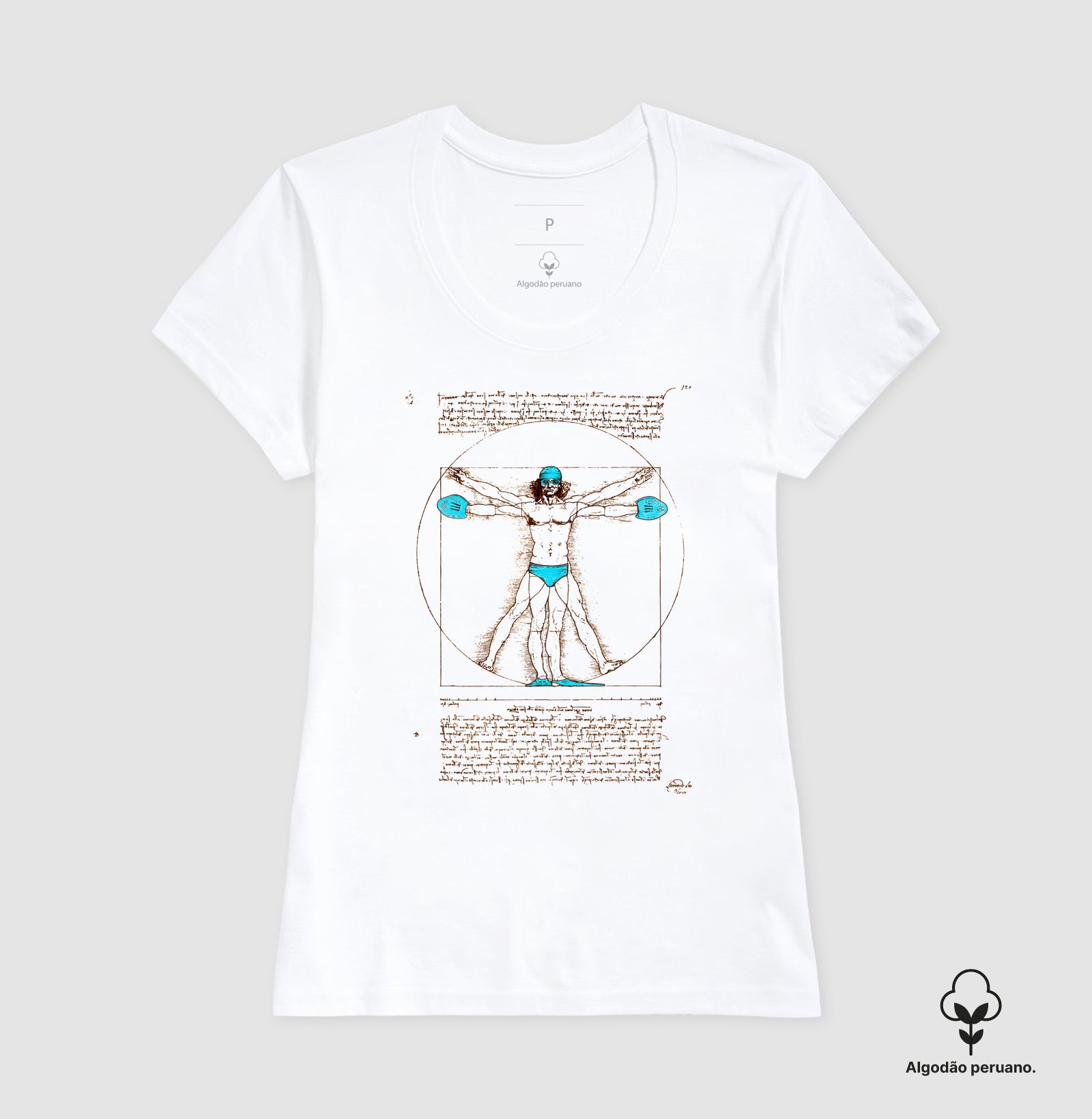 Camiseta Algodão Peruano - Nadador Vitruviano